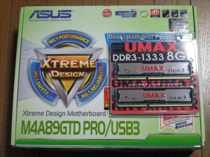 ASUS M4A89GTD PRO/USB3とUMAX DDR3－1333 8GB