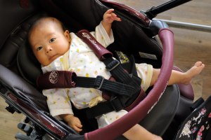 アルファロメオのベビーカーでごきげんな長女 アルファロメオのベビーカーでごきげんな長女